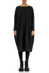 Balloon Black Cotton Dress 1