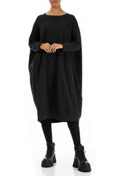 Balloon Black Cotton Dress 4