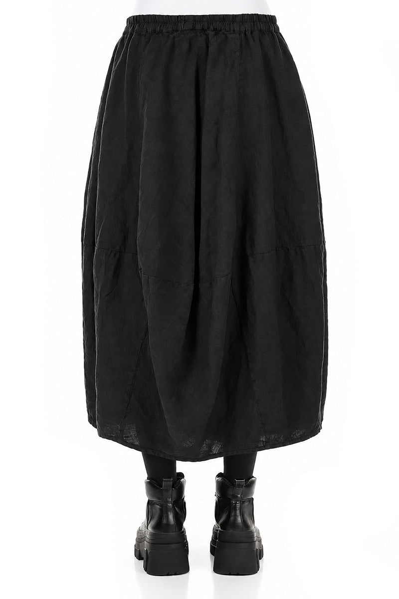 Balloon Black Linen Skirt