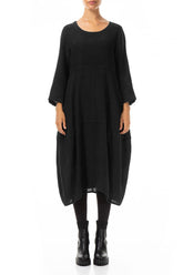 Balloon Black Mélange Linen Dress 1