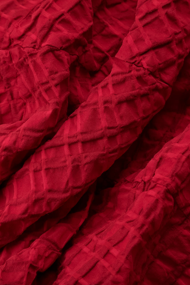 Balloon Cherry Red Checkered Linen Cotton Skirt 4