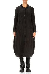 Balloon Crinkled Black Silk Linen Jacket 1
