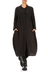 Balloon Crinkled Black Silk Linen Jacket 4