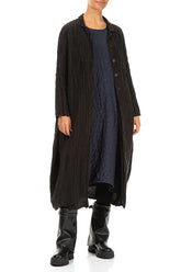 Balloon Crinkled Black Silk Linen Jacket 5