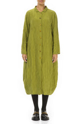 Balloon Crinkled Golden Lime Silk Linen Jacket 1
