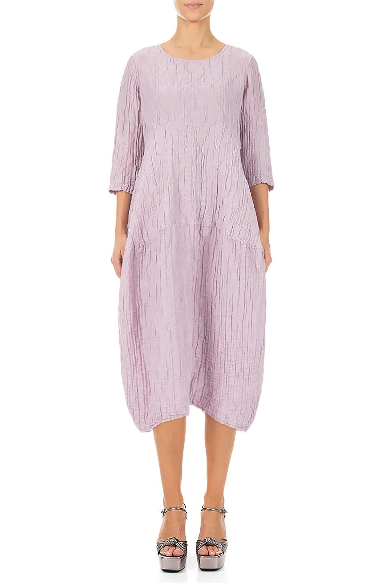 Balloon Crinkled Lilac Silk Linen Dress 1