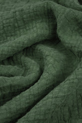 Balloon Cropped Sleeves Dark Sage Textured Linen Dress 5