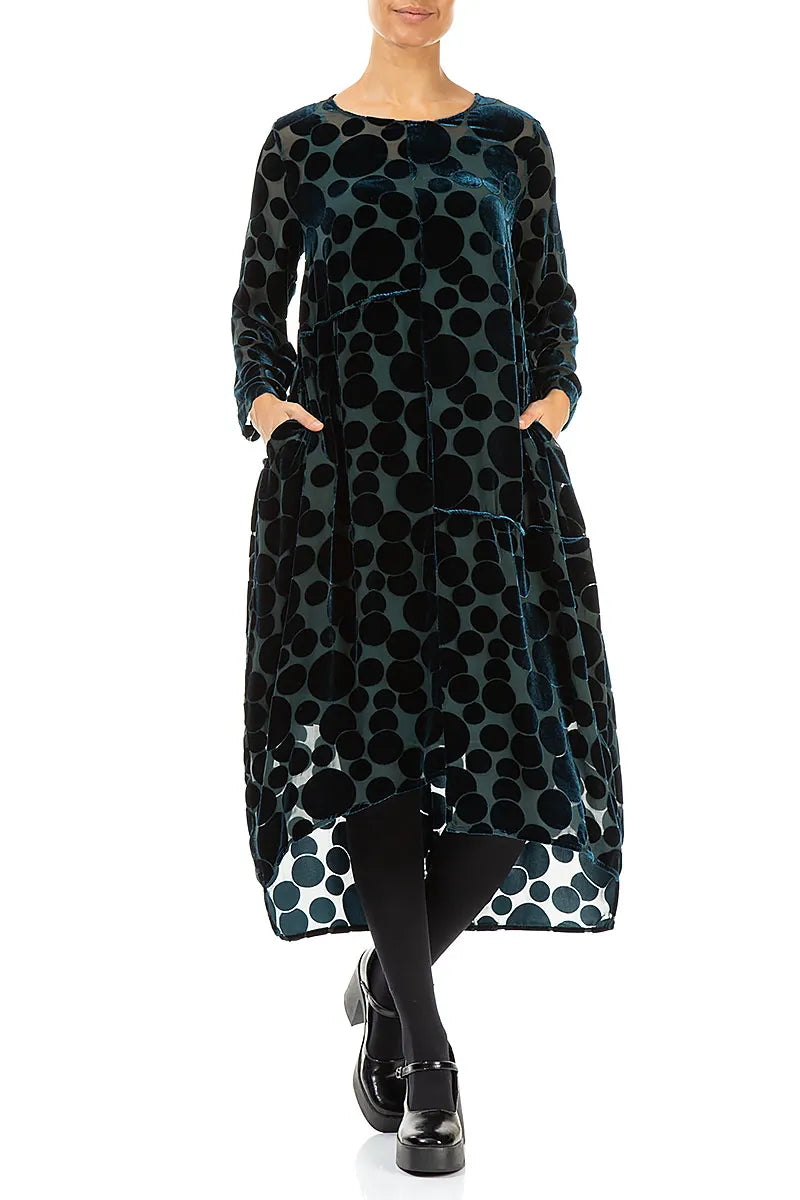 Robe en velours de soie à bulles de paon et ballons dévorés