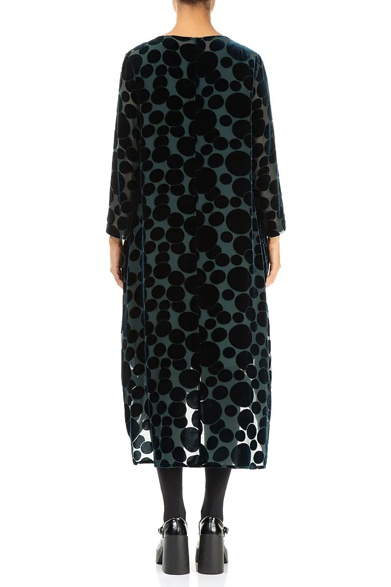 Robe en velours de soie à bulles de paon et ballons dévorés