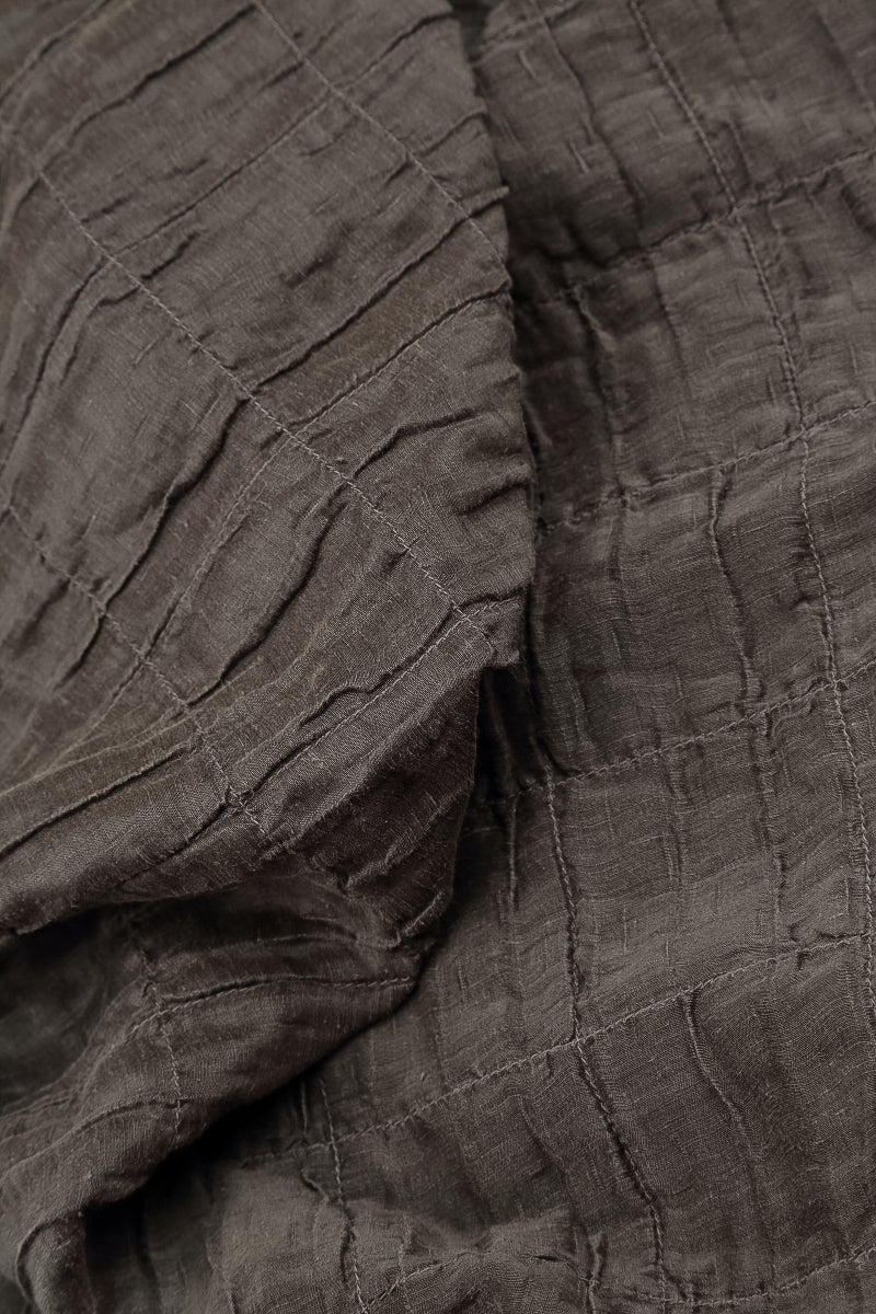 Balloon Forest Brown Pleated Silk Linen Dress 5