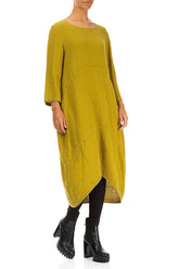 Balloon Golden Lime Textured Linen Dress 3