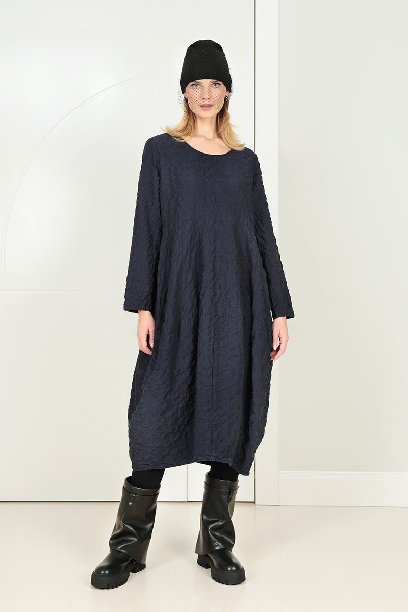 Balloon Graphite Blue Pleated Silk Bamboo Dress 6