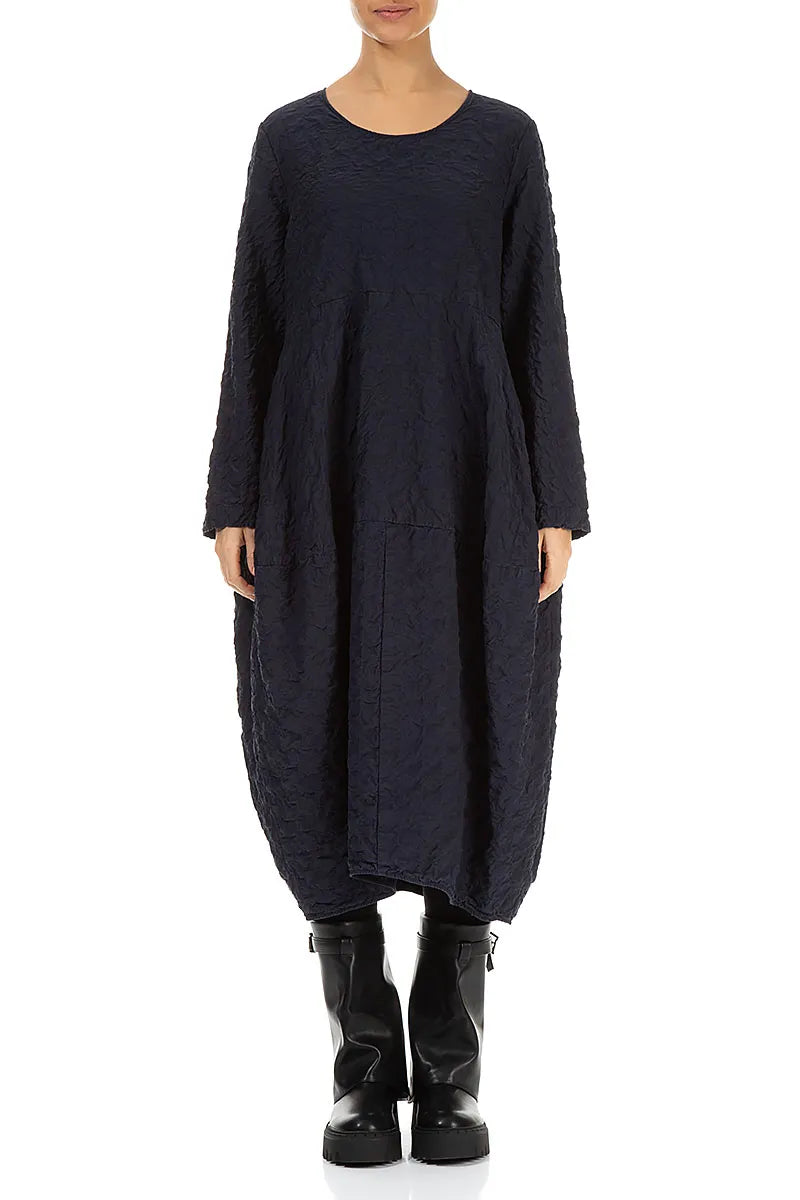 Balloon Graphite Blue Pleated Silk Bamboo Dress 1