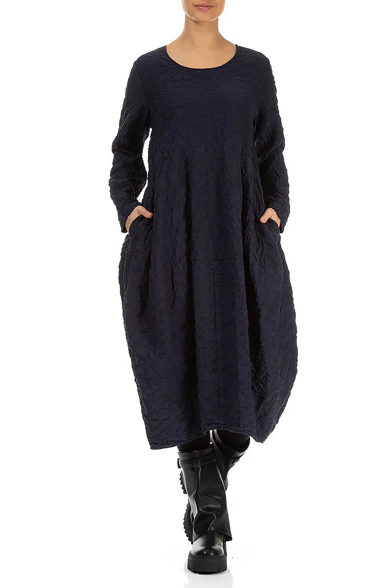 Balloon Graphite Blue Pleated Silk Bamboo Dress 4