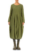 Balloon Green Check Linen Dress 1
