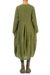 Balloon Green Check Linen Dress 2