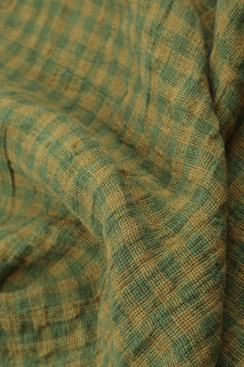 Balloon Green Check Linen Dress 5