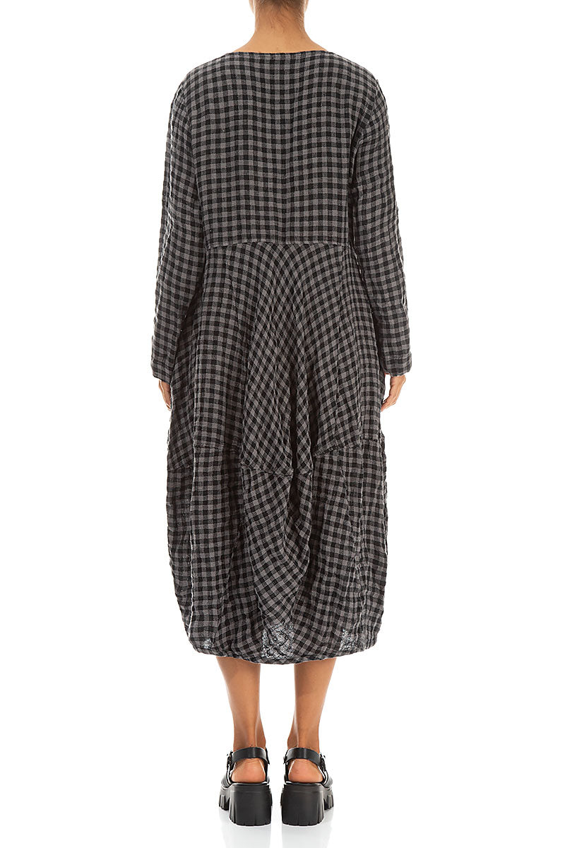 Balloon Grey Check Linen Dress 2