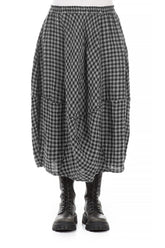 Balloon Grey Check Linen Skirt 1