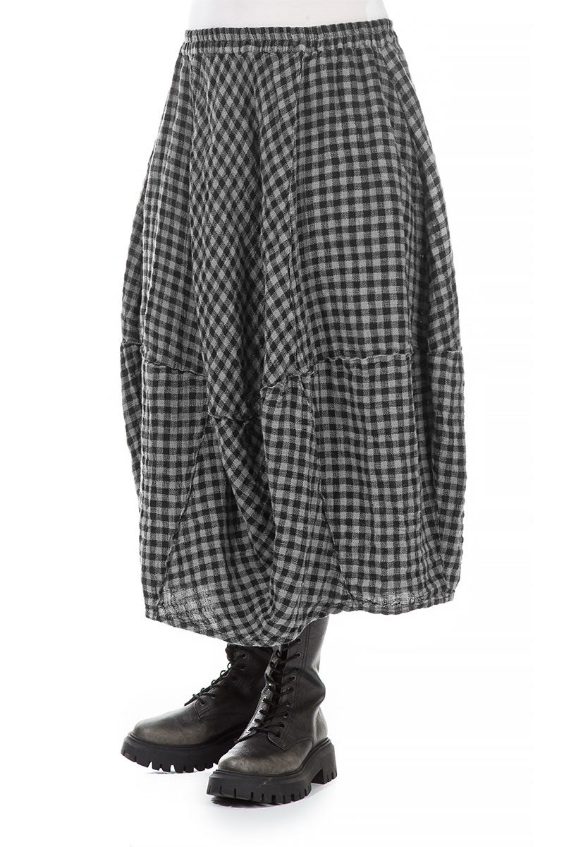 Balloon Grey Check Linen Skirt 3