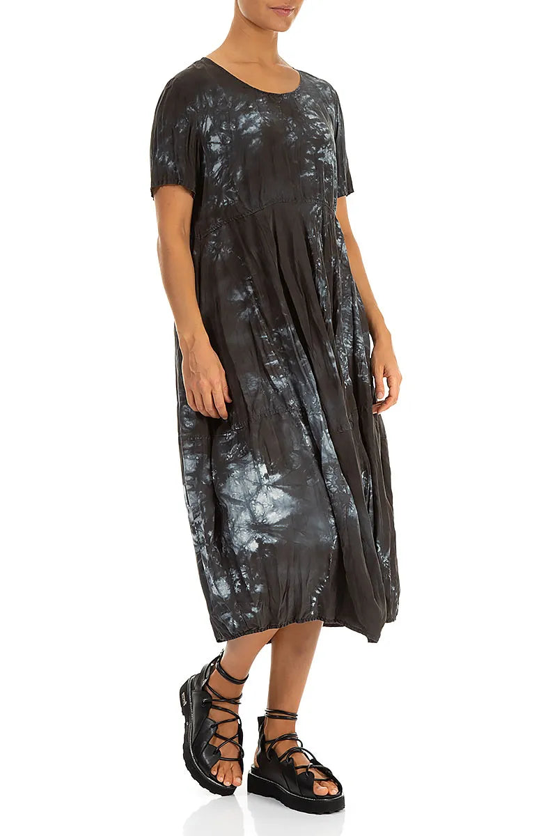 Balloon Liquid Charcoal Crumpled Silk Dress
