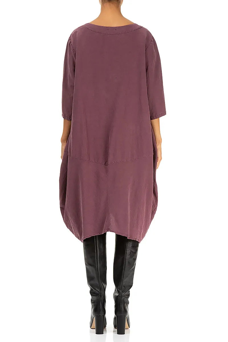 Robe tunique en soie et lin bordeaux Balloon