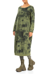 Balloon Olive Alabaster French Terry Cotton Dress 3