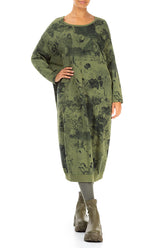 Balloon Olive Alabaster French Terry Cotton Dress 4