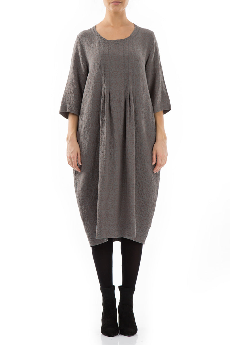 Balloon Patterned Mocha Silk Cotton Dress 1