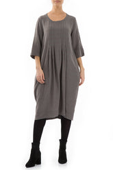 Balloon Patterned Mocha Silk Cotton Dress 4