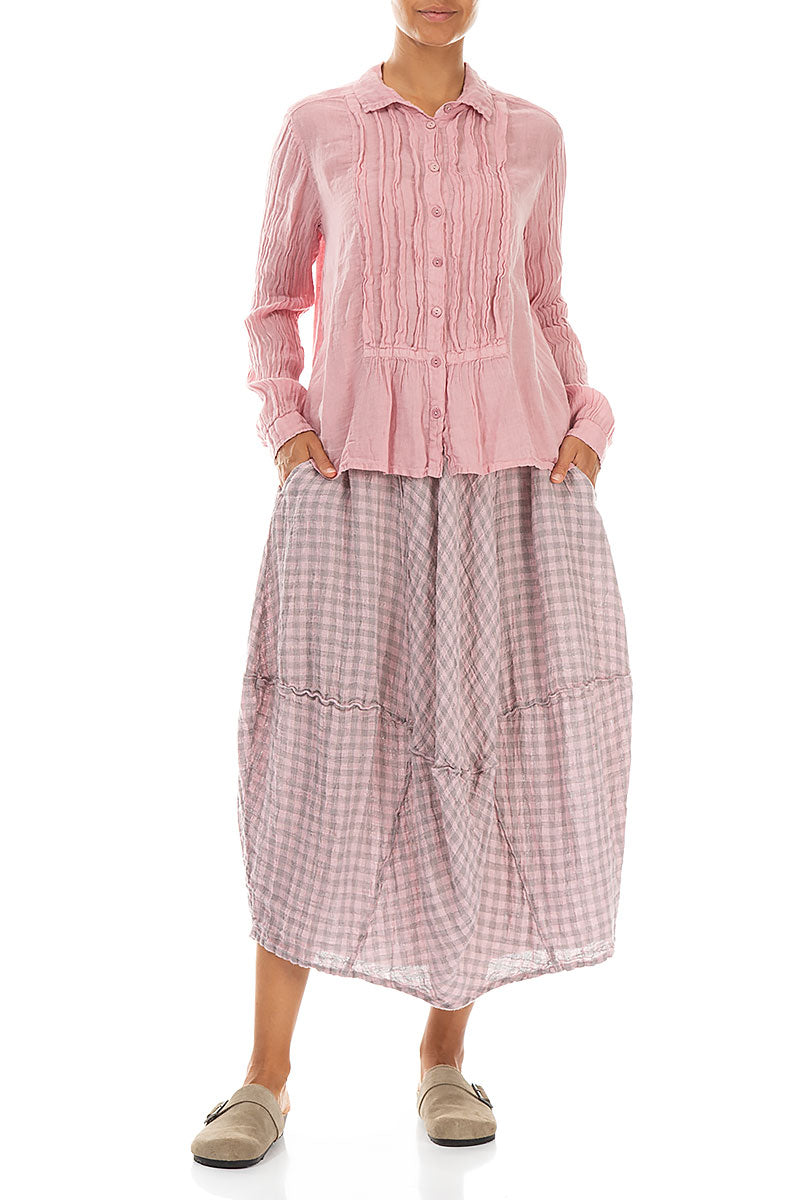 Balloon Pink Check Linen Skirt 4