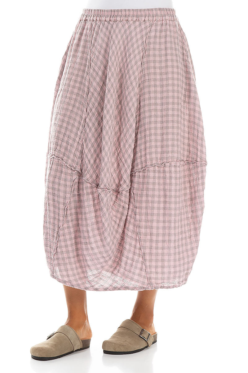 Balloon Pink Check Linen Skirt 3