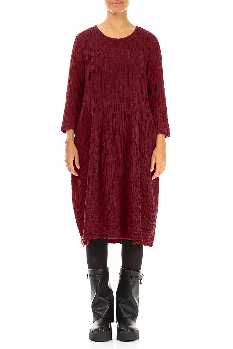 Balloon Ruby Textured Linen Dress 1