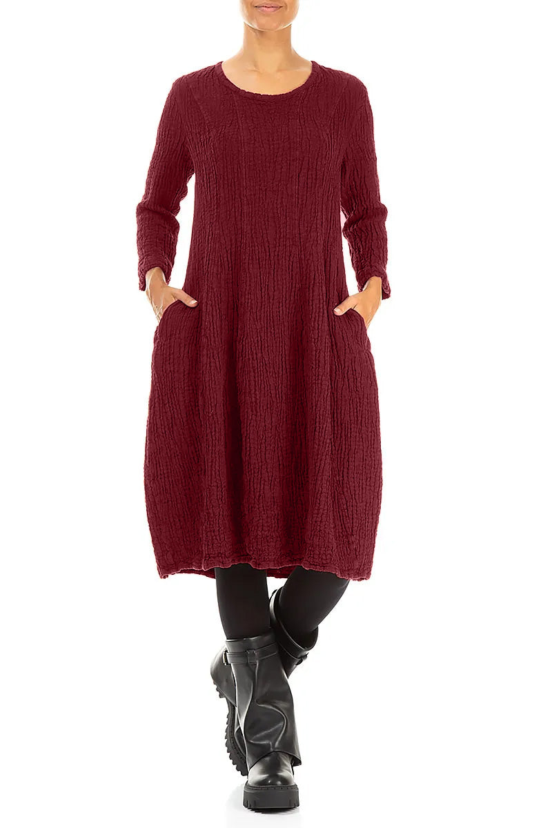 Balloon Ruby Textured Linen Dress 4