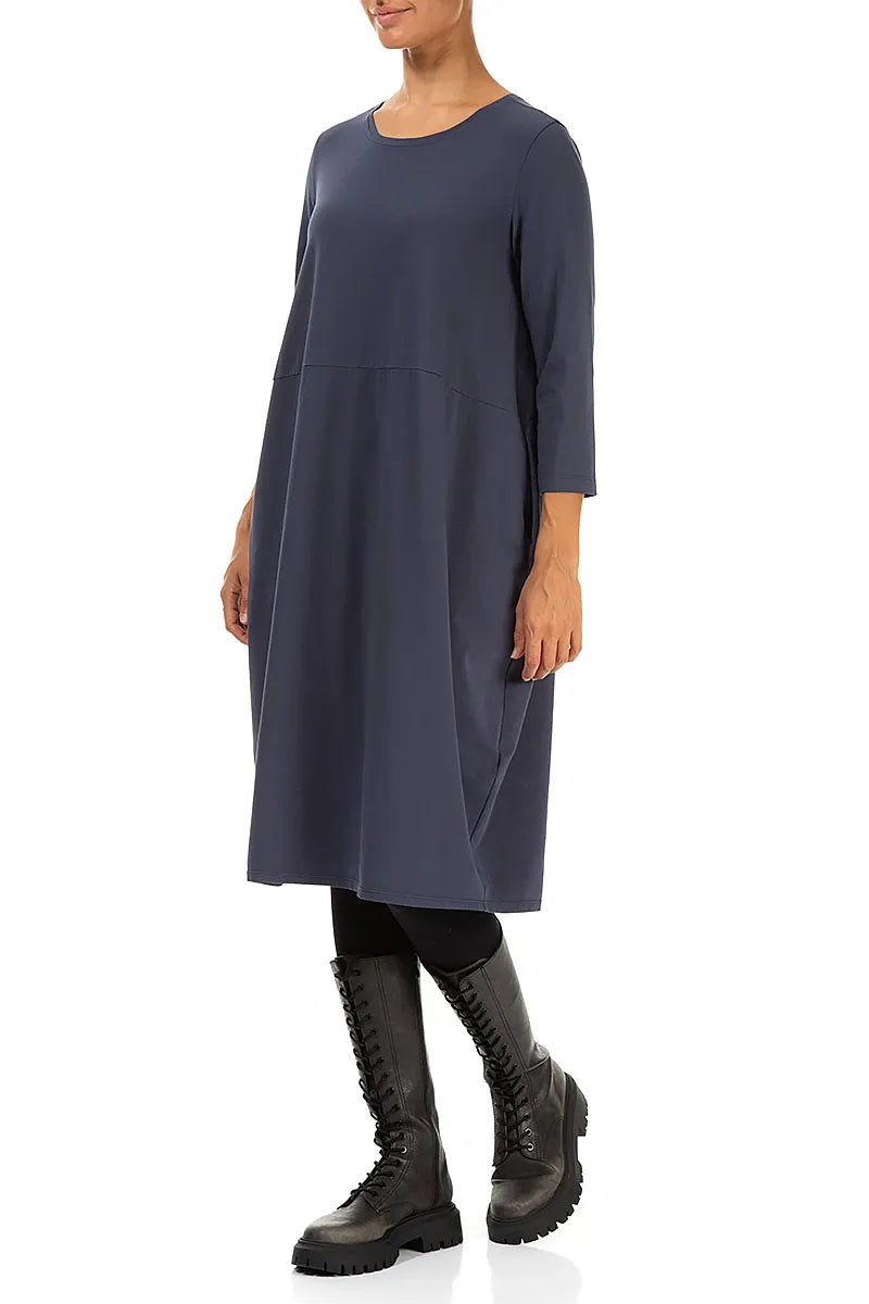 Robe ballon en coton bleu ardoise