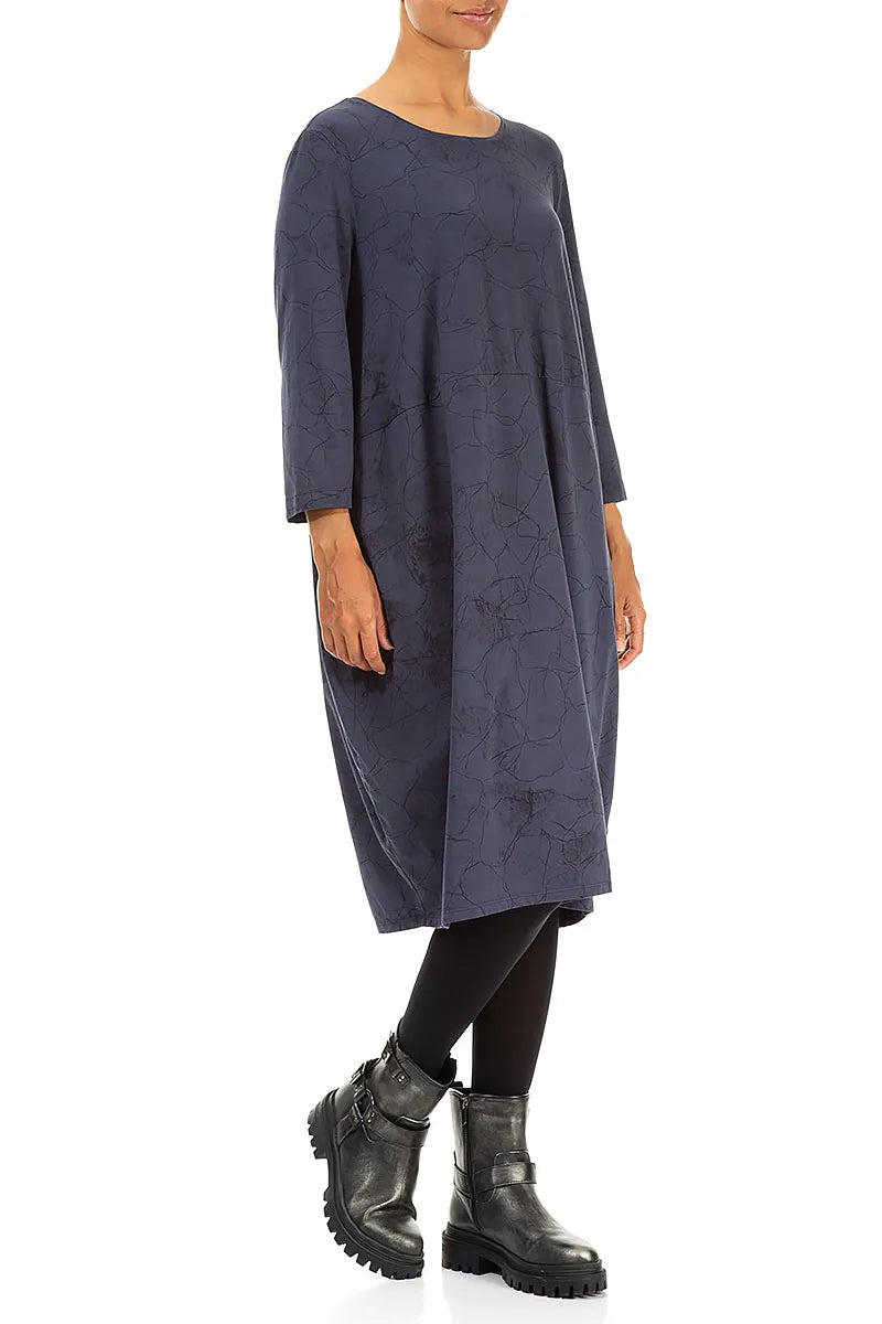Balloon Slate Blue Marble Cotton Dress 3