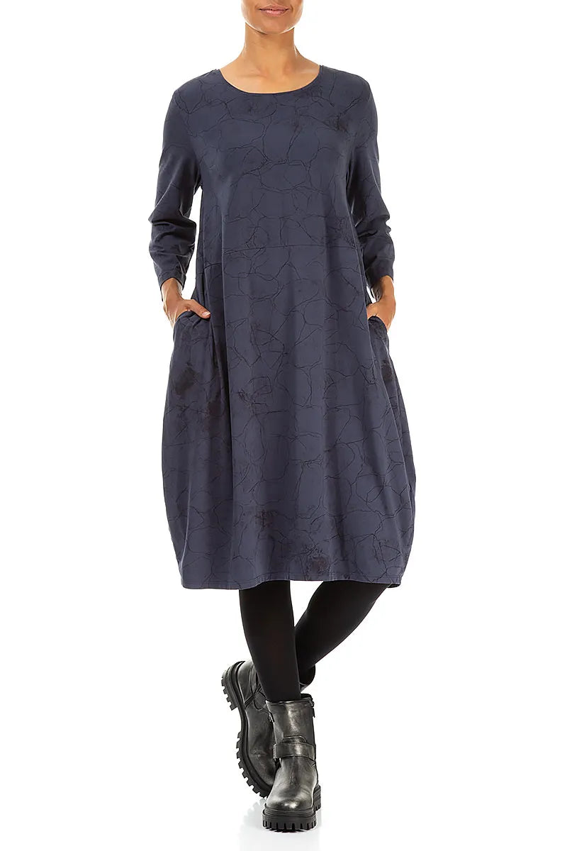 Balloon Slate Blue Marble Cotton Dress 4