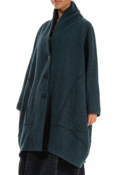 Balloon Teal Plush Wool Cotton Coat 3