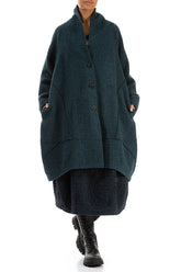 Balloon Teal Plush Wool Cotton Coat 4