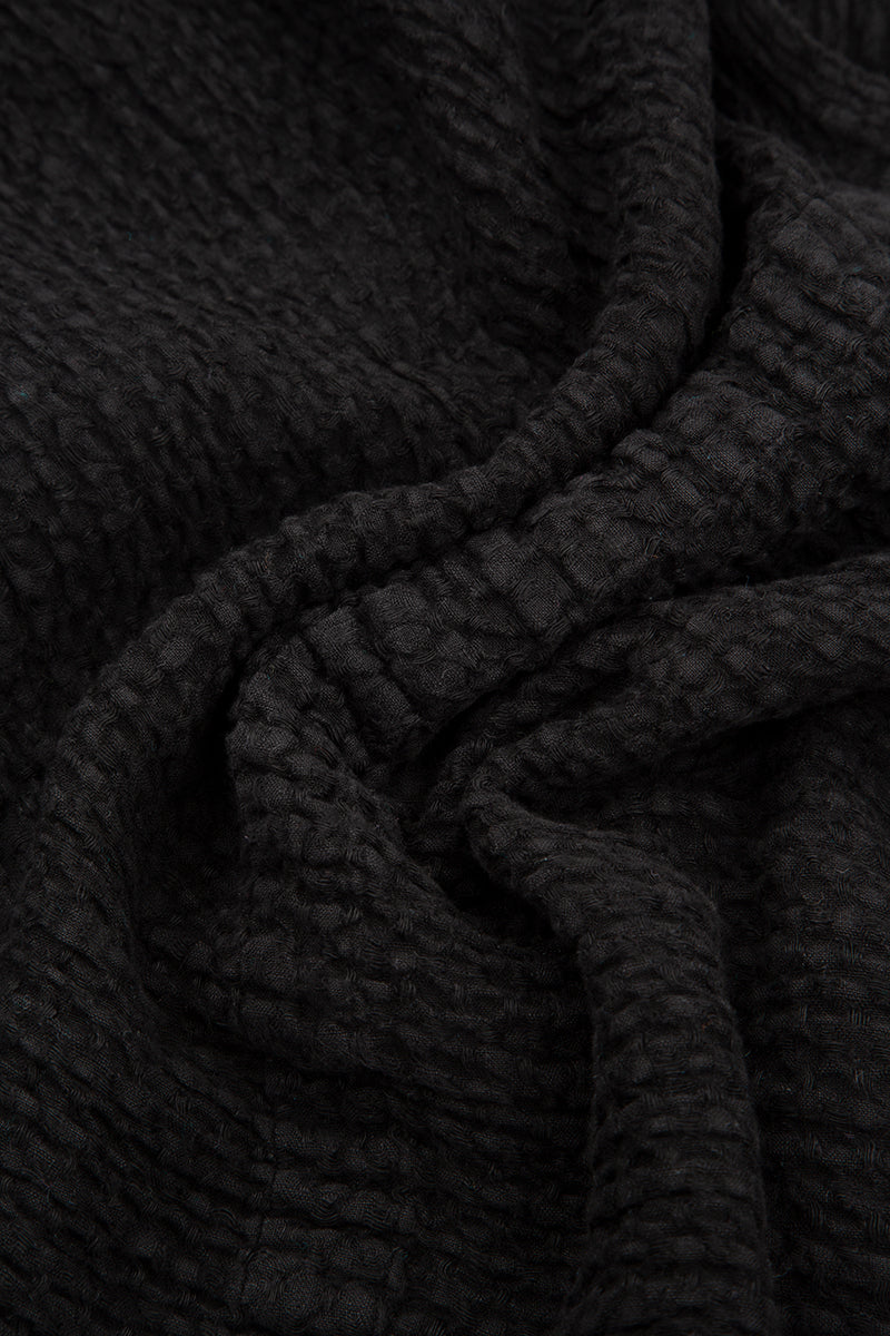 Balloon Textured Black Linen Jacket 5