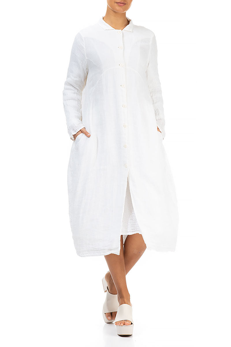 Balloon White Gauze Linen Jacket Dress 4