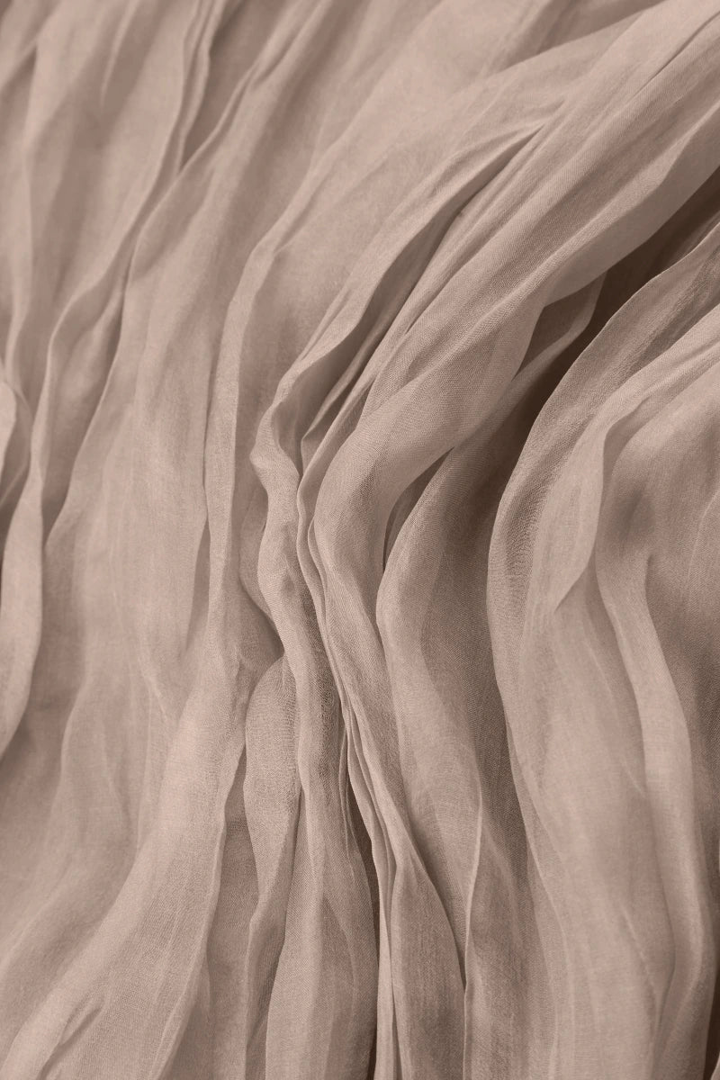 Beige Crumpled Silk Chiffon Skirt 4