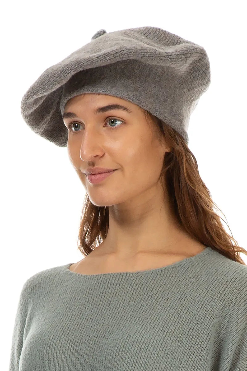 Beige Knitted Wool Beret