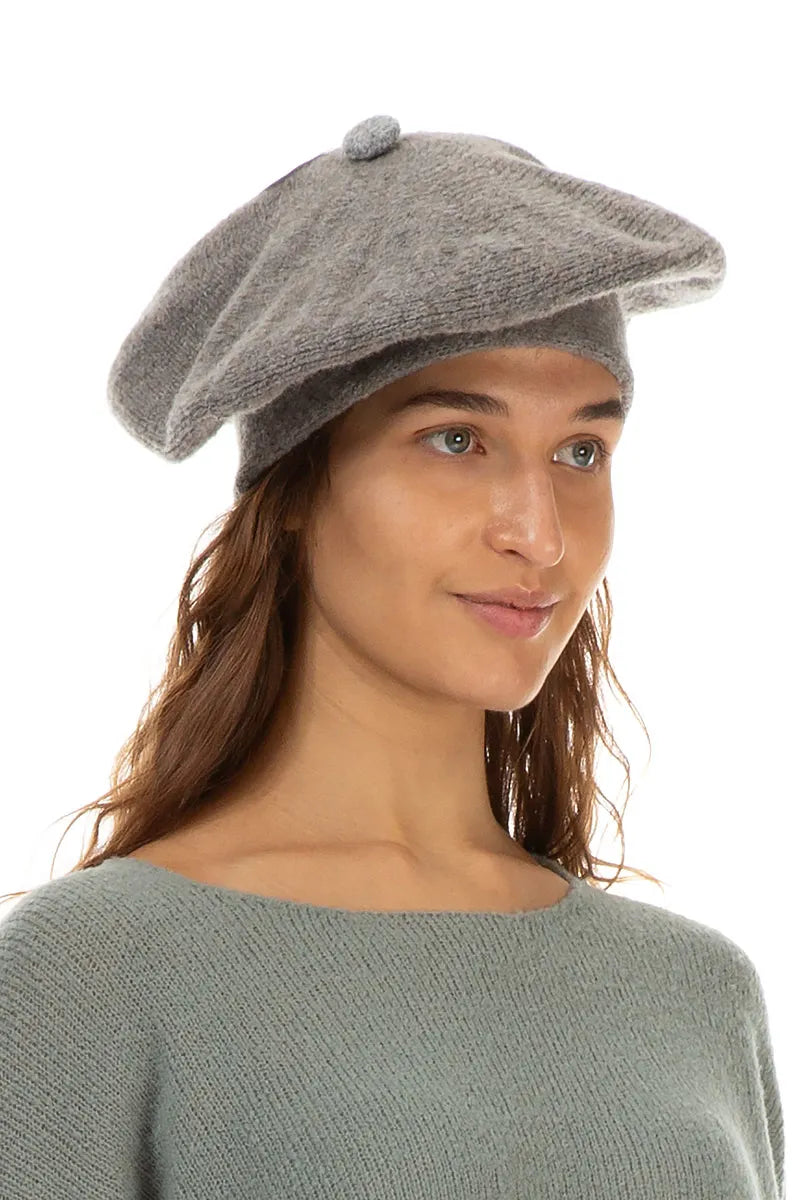 Beige Knitted Wool Beret