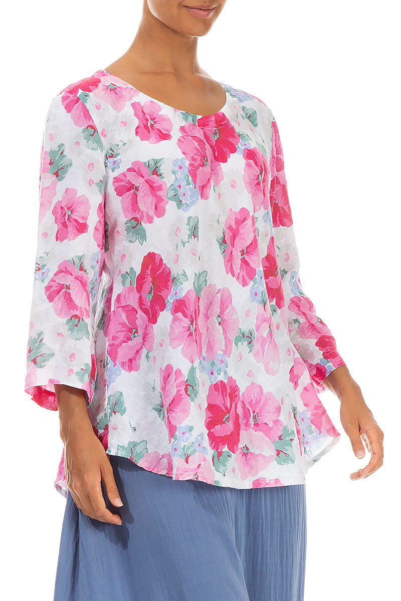 Bell Shape Peony Blossom Linen Blouse 3