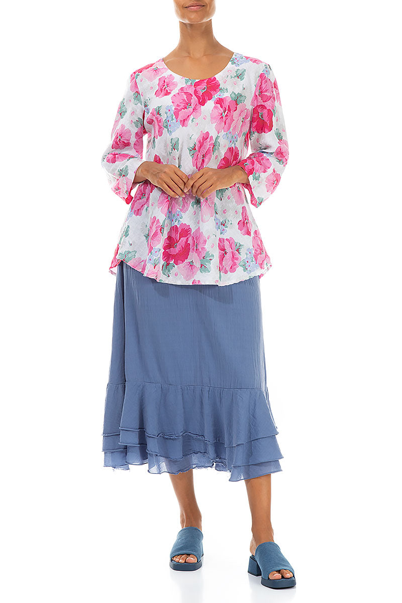 Bell Shape Peony Blossom Linen Blouse 4