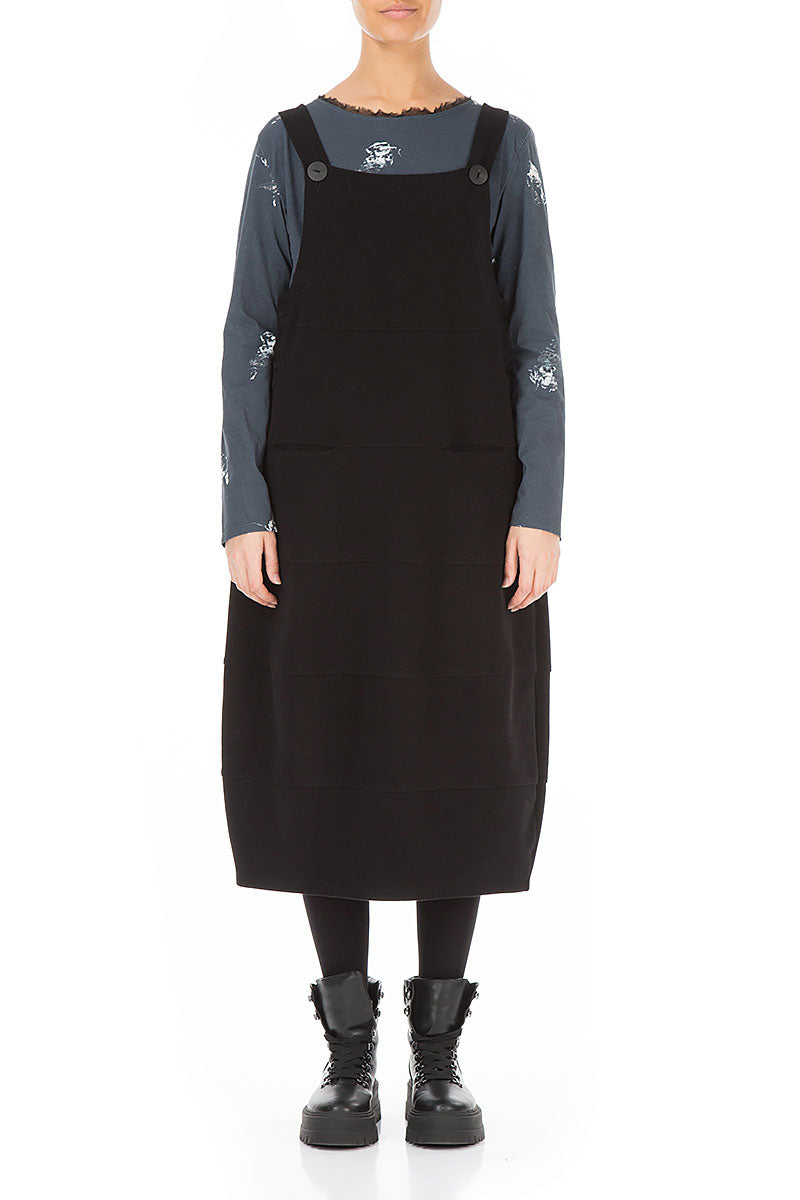 Black Cotton Jersey Balloon Pinafore Dress 1