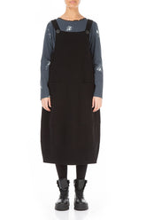 Black Cotton Jersey Balloon Pinafore Dress 1