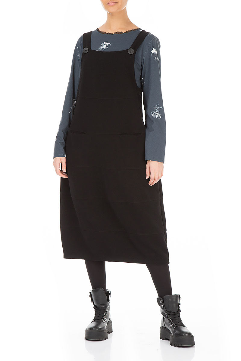 Black Cotton Jersey Balloon Pinafore Dress 5