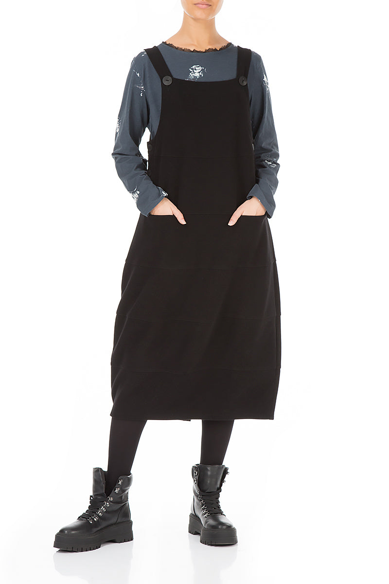 Black Cotton Jersey Balloon Pinafore Dress 3